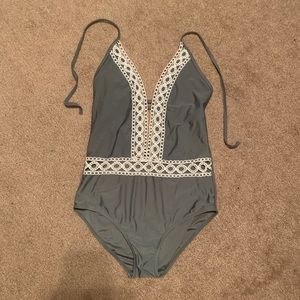 Plunge one piece swimsuit